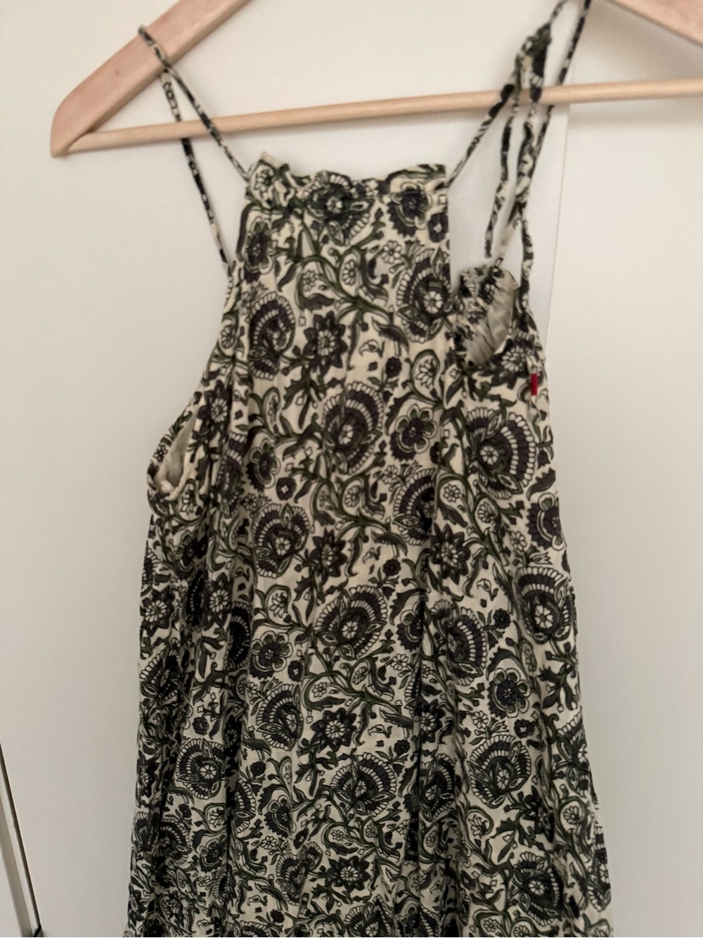 Hartford Muslin Cotton Lined High Neck Tie Floral Paisley Maxi Dress Size 1/S - Picture 3 of 4
